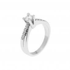 Solitaire ring - 18 carat white gold with brilliant