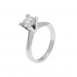 Solitaire ring - 18 carat white gold with brilliant