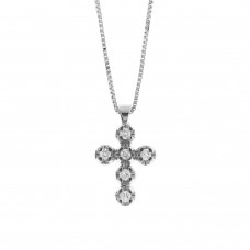 Cross 18 carat white gold with brilliant and chain 14 carat