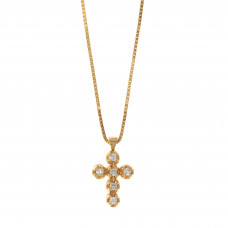 Cross 18 carat yellow gold with brilliant and chain 14 carat