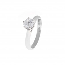 Solitaire ring  -14 carats white gold with zircon