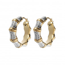 Hoop earrings silver 925 two-tone with yellow gold plating and platinum plating