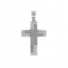 Cross 14 carats of white gold with zircon