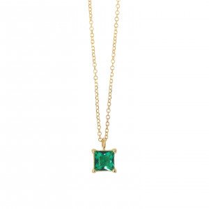Necklace 14 carat yellow gold with green zircon