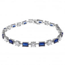 Bracelet 925 silver with blue and white stones