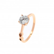 Solitaire ring 14 carats rose gold with zircon