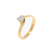 Solitaire ring 18 carats yellow gold with natural brilliance
