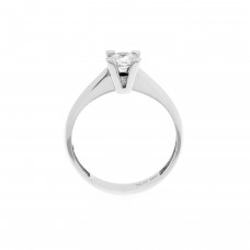 Solitaire ring 14 carat white gold design V with zircon