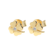 Children's earrings made in 9 carat yellow gold in the shape of a four-leaf clover