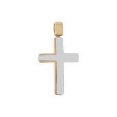  Men's cross for baptism and engagement in two-tone cross made of 14 carat gold