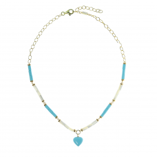 Necklace with turquoise and white stones made of 925 gold plated silver
