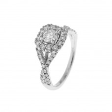 Solitaire ring 18 carat white gold with brilliant