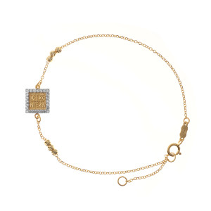 Constantine amulet bracelet suitable for women and girls made of 14 carat yellow gold with zircon stones, it is one great gift