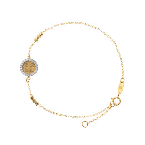Constantine amulet bracelet suitable for women and girls made of 14 carat yellow gold with zircon stones, it is one great gift