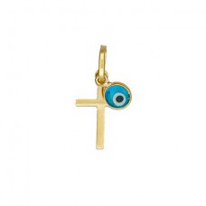 Evil eye with cross - 9 carat yellow gold