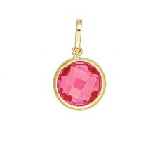 Pendant with pink stone - 9 carats yellow gold