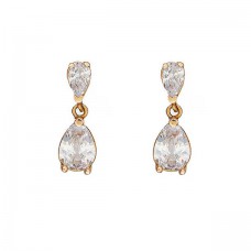 Earrings - 14 carat pink gold with zircon