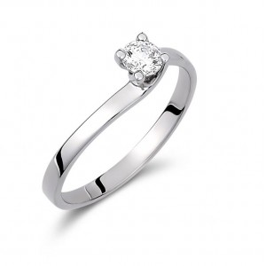Solitaire ring with brilliant - 18 carats white gold