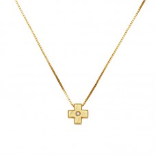 Cross with diamont - 14 carats yellow gold