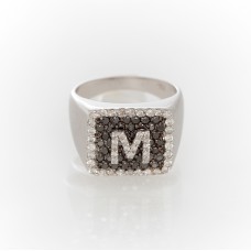 Ring with white and black diamonds - 18 carats gold