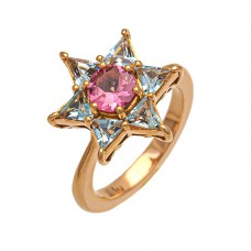 Ring with precious stones - 18 carats pink gold