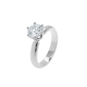 Μονόπετρο δαχτυλίδι λευκού χρυσου 18 καρατίων με μπριγιάν