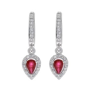 Σκουλαρίκια λευκού χρυσού 18 καρατίων με ορυκτά ρουμπίνια