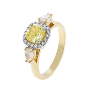 Δαχτυλίδι μονόπετρο 18 καράτια κίτρινου χρυσού με κίτρινο διαμάντι