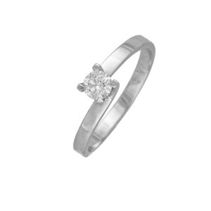Δαχτυλίδι μονόπετρο 18 καράτια λευκού χρυσού και μπριγιάν 0,27 ct